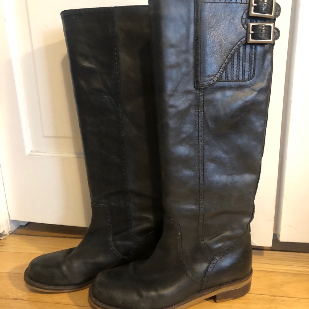 Lucky Brand Black Leather Riding Boots — 7